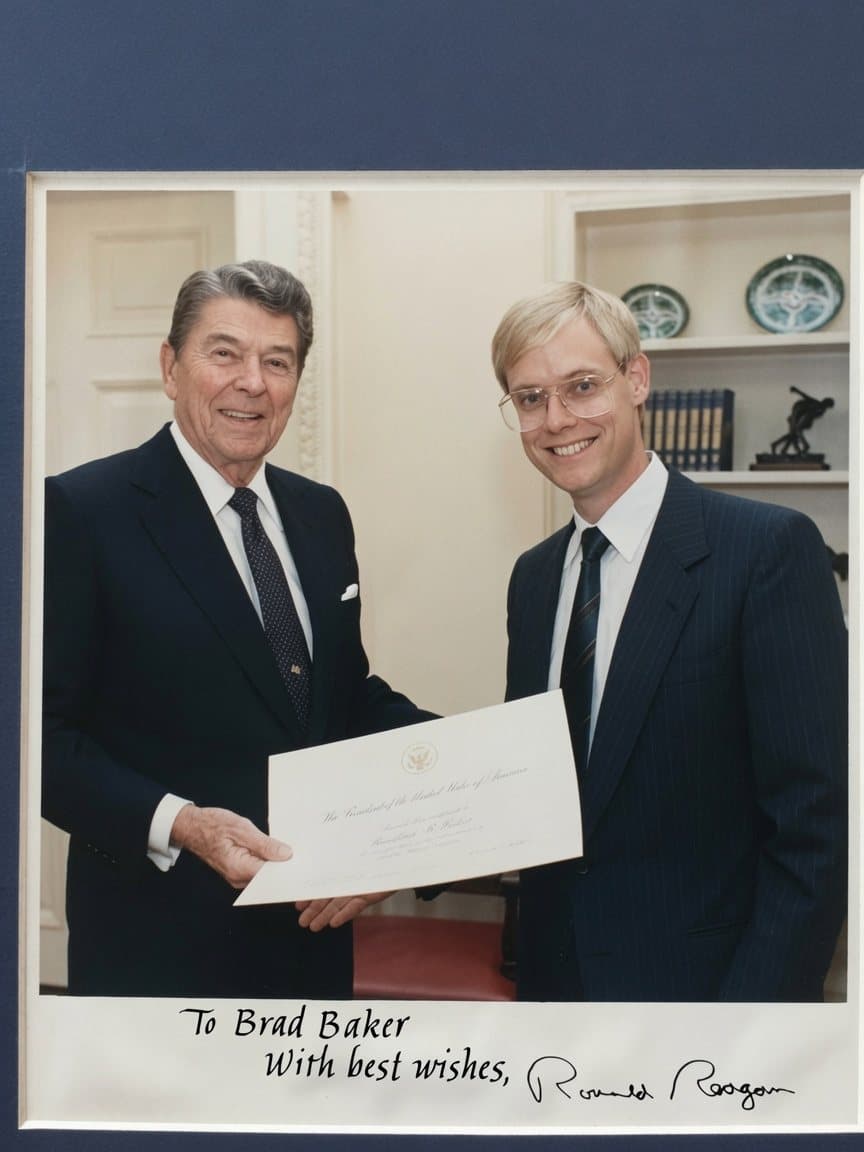 A young Brad Baker with President Ronald Reagan in the Oval Office, 1988