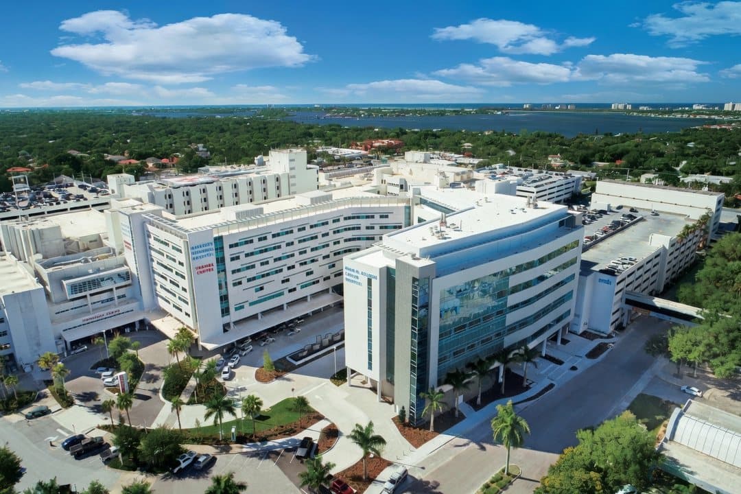 Aerial view of the Sarasota Memorial Hospital main campus